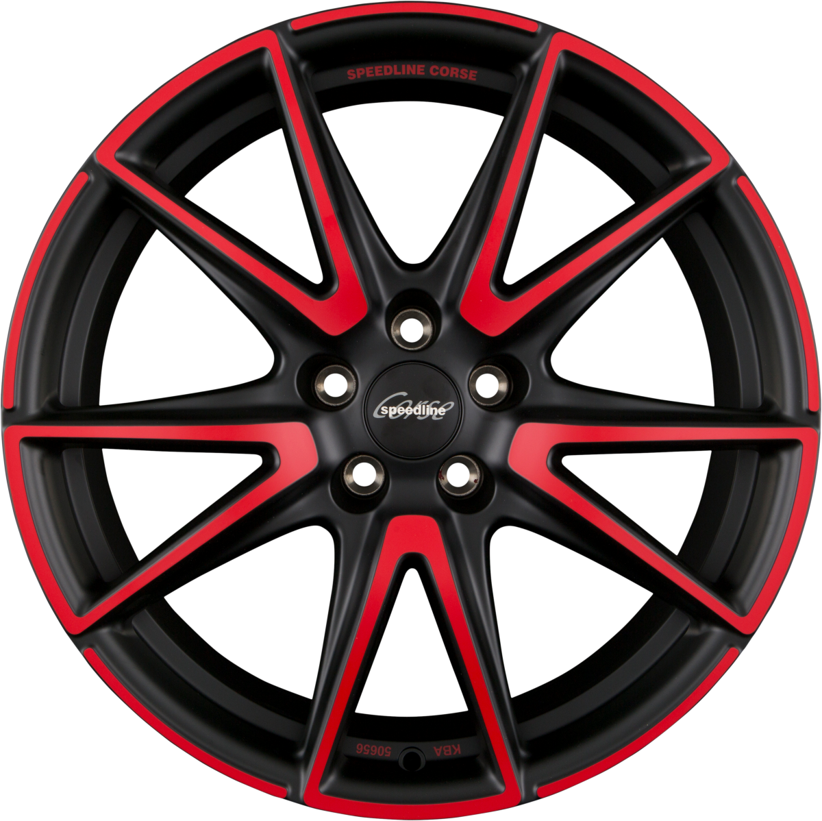 Speedline Corse SL6 Vettore MCR - Jetblack-Matt-Red Spoke Alufelge 9x20 Zoll ET40 LK 5x112 ML66.6