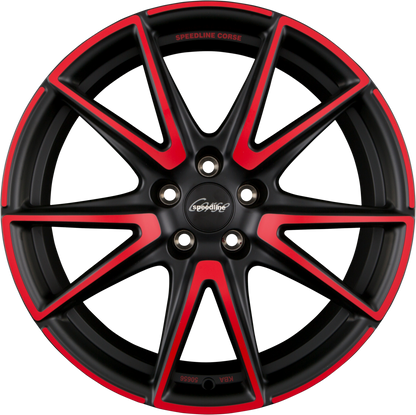 Speedline Corse SL6 Vettore MCR - Jetblack-Matt-Red Spoke Alufelge 9x20 Zoll ET40 LK 5x112 ML66.6