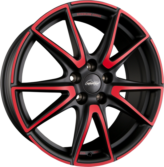 Speedline Corse SL6 Vettore MCR - Jetblack-Matt-Red Spoke Alufelge 9x20 Zoll ET40 LK 5x112 ML66.6 – Bild 2