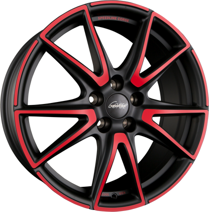 Speedline Corse SL6 Vettore MCR - Jetblack-Matt-Red Spoke Alufelge 9x20 Zoll ET40 LK 5x112 ML66.6 – Bild 2