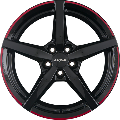 Ronal R69 Jetblack-Red Rim Alufelge 8x18 Zoll ET50 LK 5x112 ML76