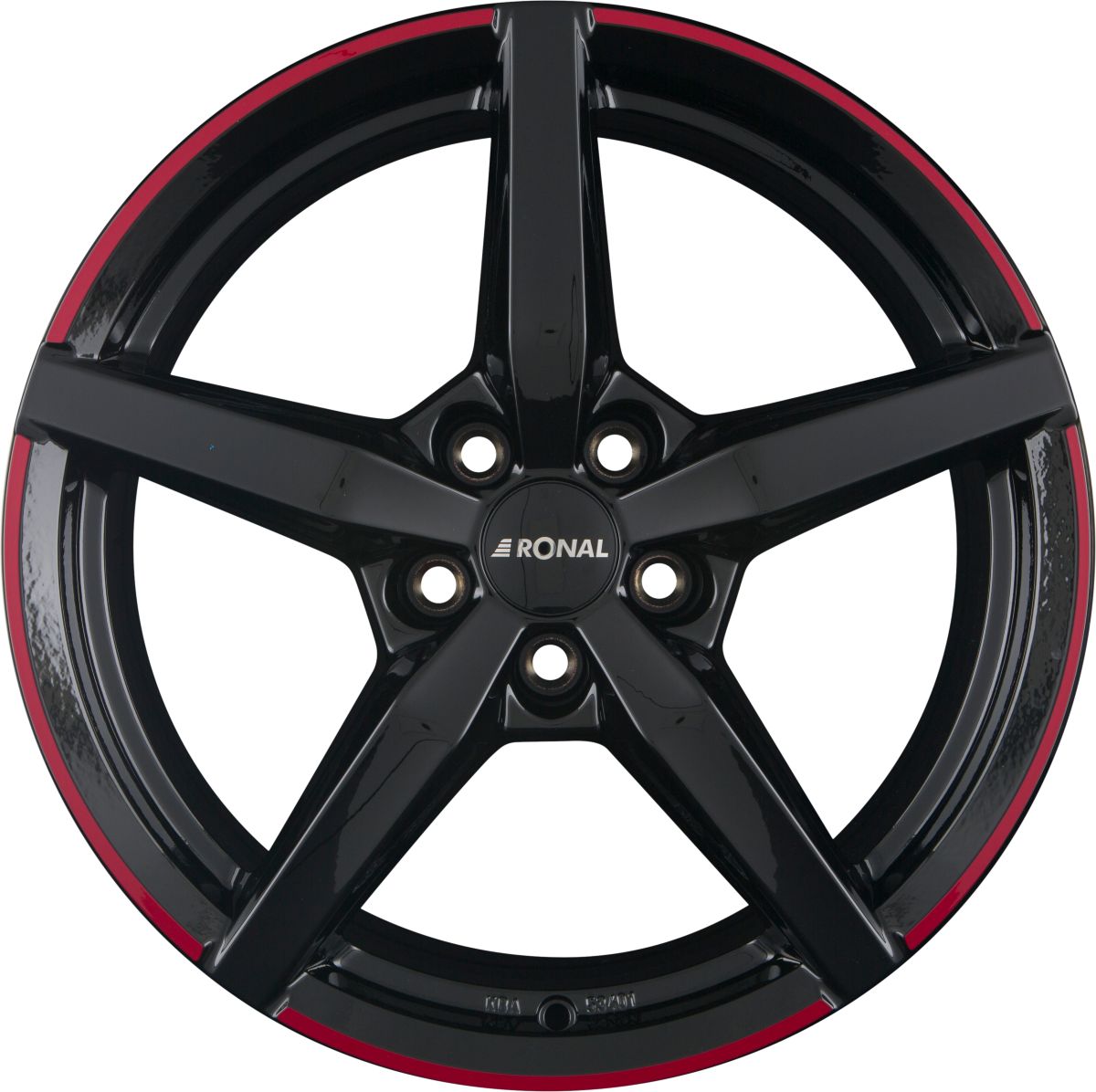 Ronal R69 Jetblack-Red Rim Alufelge 7.5x17 Zoll ET35 LK 5x112 ML76