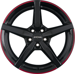 Ronal R69 Jetblack-Red Rim Alufelge 8x18 Zoll ET55 LK 5x120 ML65.1