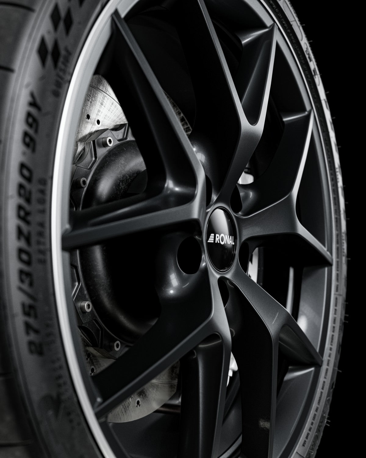 Ronal R75 jetblack-matt-hornkopiert Alufelge 8x19 Zoll ET50 LK 5x108 ML68 – Bild 5