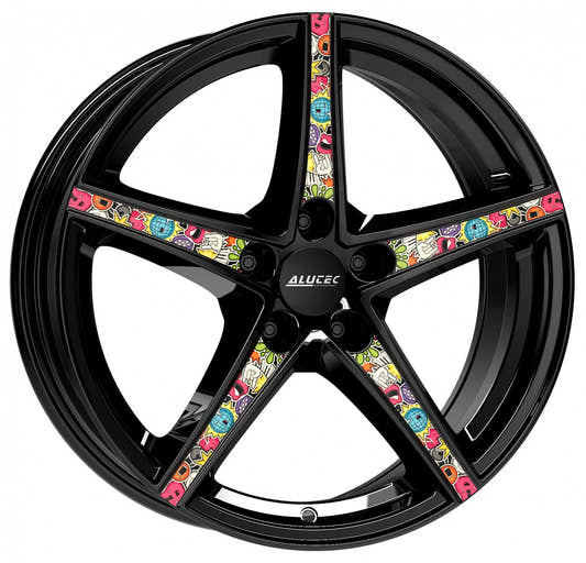 Alutec Raptr diamant-schwarz mit Stickerbomb Alufelge 8x18 Zoll ET45 LK 5x114.3 ML70.1