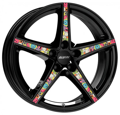 Alutec Raptr diamant-schwarz mit Stickerbomb Alufelge 8x18 Zoll ET45 LK 5x114.3 ML70.1