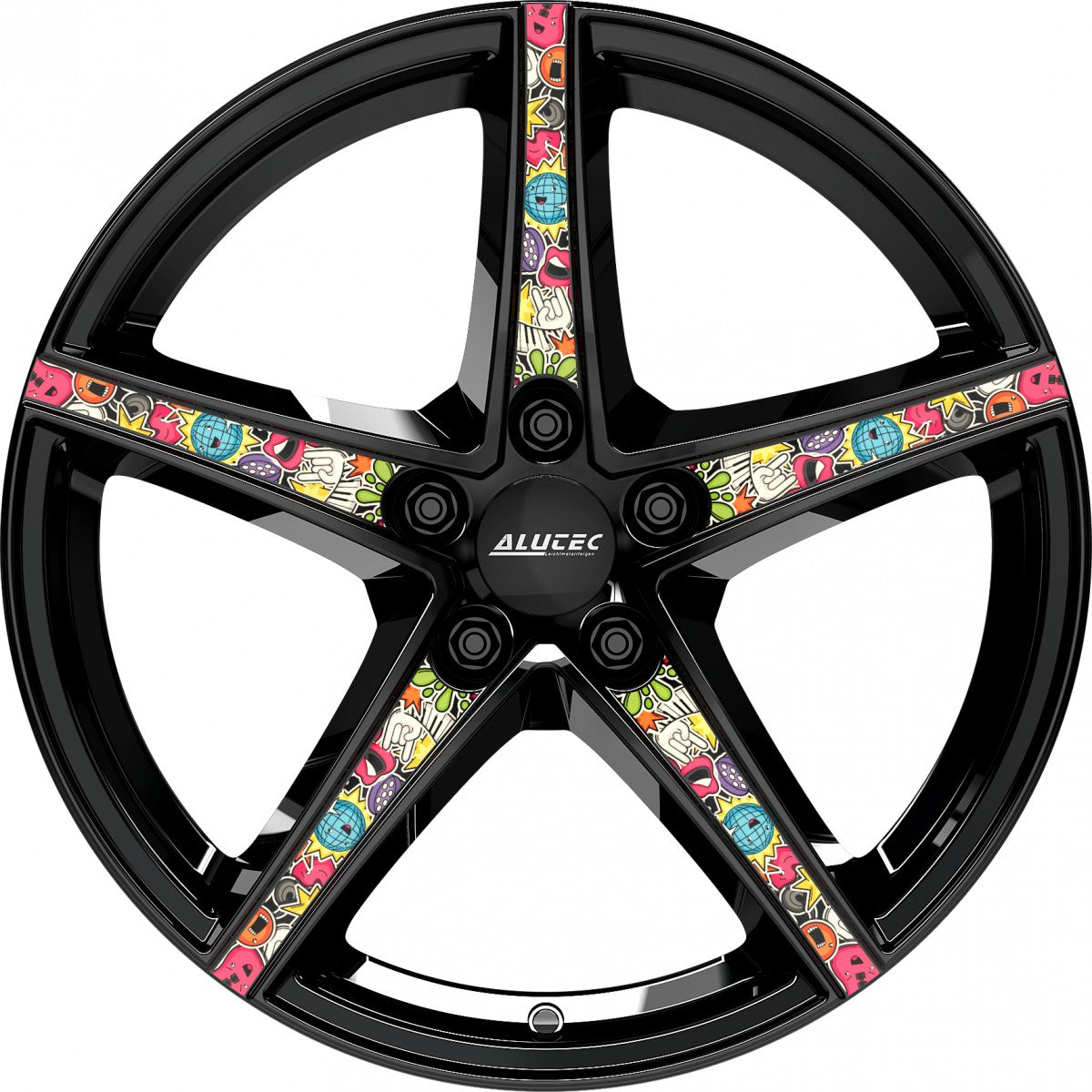 Alutec Raptr diamant-schwarz mit Stickerbomb Alufelge 8x18 Zoll ET45 LK 5x114.3 ML70.1 – Bild 2