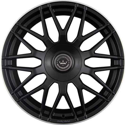 Meisterwerk MW17 Black Matt Lip Polished Alufelge 8.5x19 Zoll ET35 LK 5x112 ML72.6
