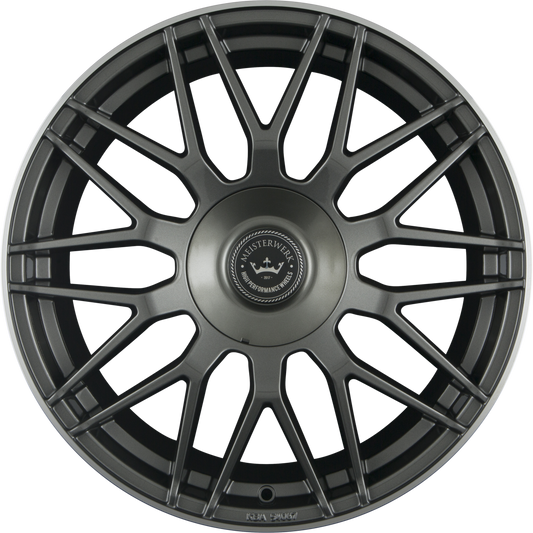 Meisterwerk MW17 Anthracite Glossy Lip Polished Alufelge 8x18 Zoll ET25 LK 5x112 ML72.6