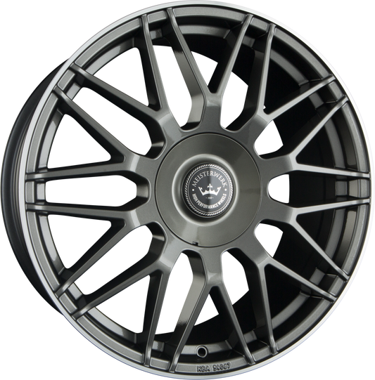Meisterwerk MW17 Anthracite Glossy Lip Polished Alufelge 8.5x19 Zoll ET25 LK 5x112 ML72.6 – Bild 2