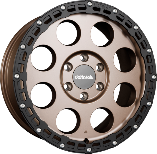 DELTA 4x4 Klassik B RUGGED Sahara Bronze - Aluring Schwarz Matt Alufelge 8.5x18 Zoll ET45 LK 6x130 ML84.1