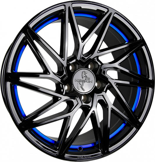 Keskin KT20 Future black painted blue inside Alufelge 8.5x19 Zoll ET45 LK 5x112 ML72.6