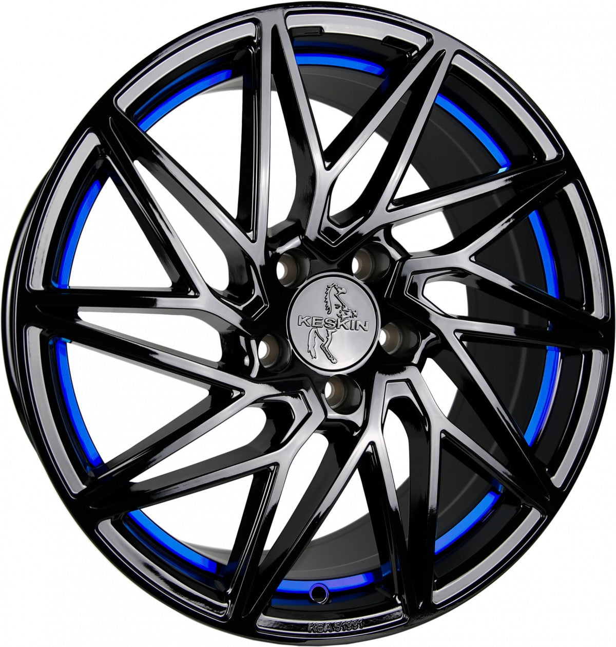 Keskin KT20 Future black painted blue inside Alufelge 8.5x20 Zoll ET45 LK 5x112 ML72.6