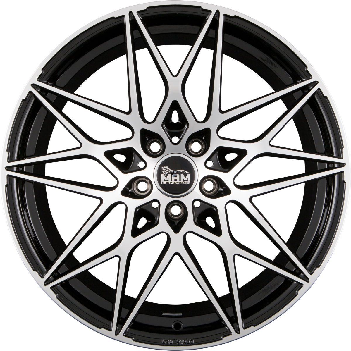 MAM B2N black front polish Alufelge 8.5x19 Zoll ET35 LK 5x120 ML72.6 – Bild 3