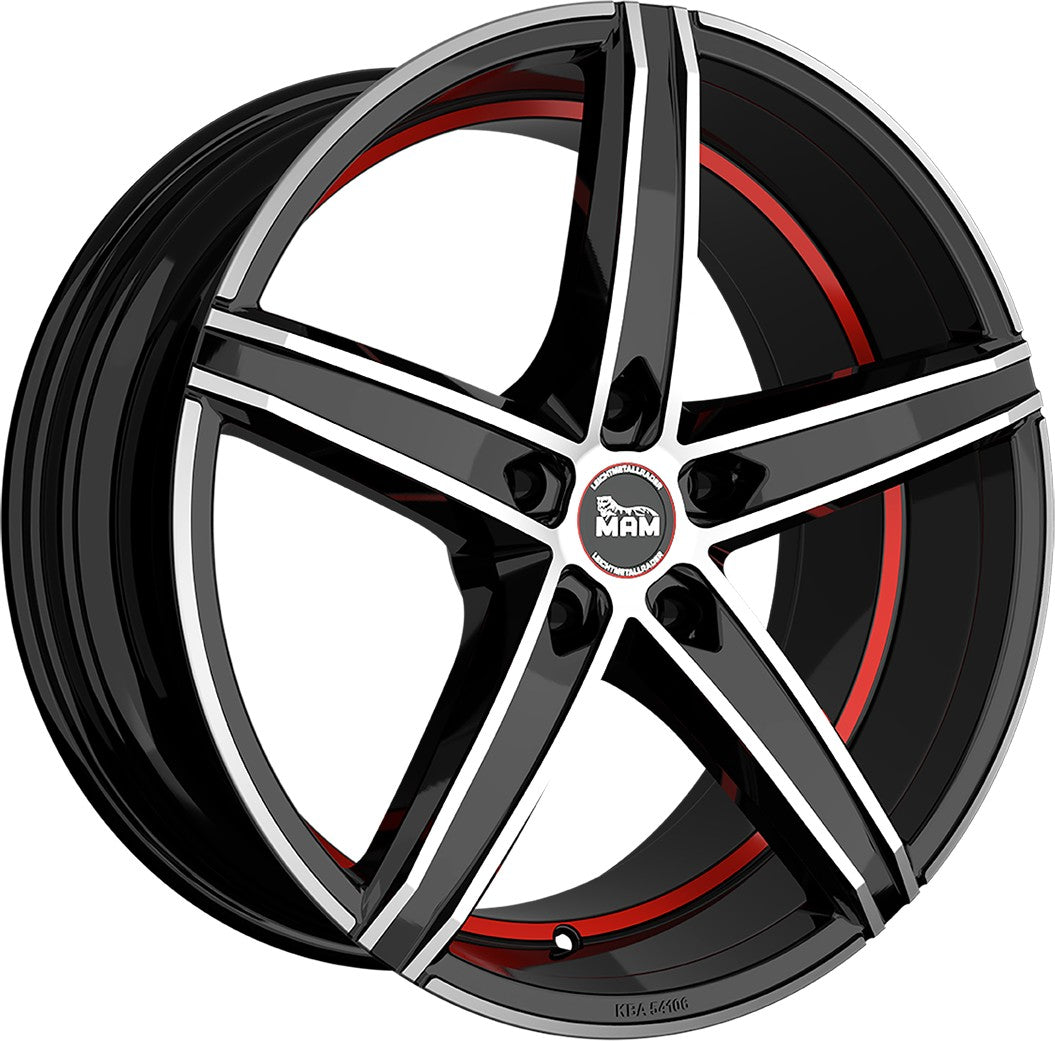 MAM OX-18 black front polish red inside Alufelge 8.5x19 Zoll ET45 LK 5x108 ML72.6