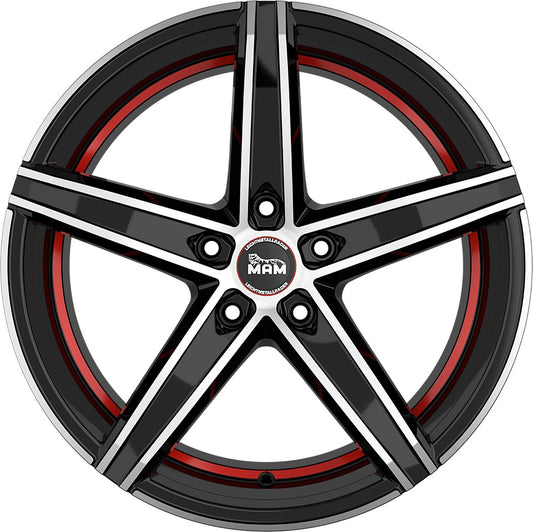 MAM OX-18 black front polish red inside Alufelge 8.5x19 Zoll ET30 LK 5x112 ML66.6 – Bild 2