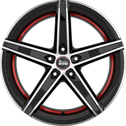 MAM OX-18 black front polish red inside Alufelge 8.5x19 Zoll ET45 LK 5x112 ML66.6 – Bild 2