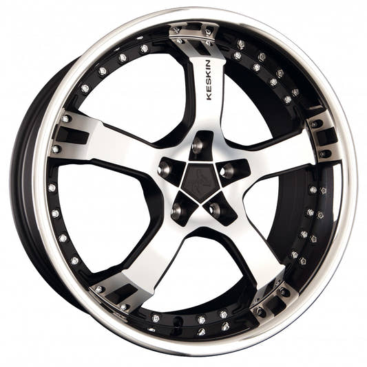 Keskin KT10 Humerus matt black front polish steel lip Alufelge 9.5x18 Zoll ET25 LK 5x100 ML63.4
