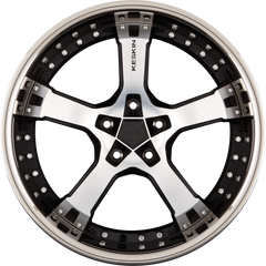 Keskin KT10 Humerus Matt Black Front Polish Steel Lip (MBFS) Alufelge 9.5x19 Zoll ET35 LK 5x114.3 ML72.6