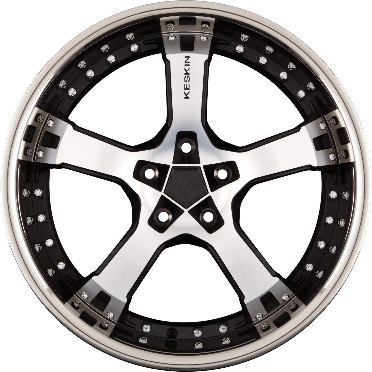 Keskin KT10 Humerus Matt Black Front Polish Steel Lip (MBFS) Alufelge 9.5x19 Zoll ET20 LK 5x120 ML76.9