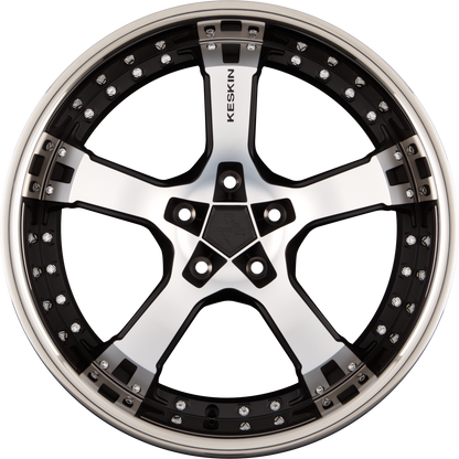 Keskin KT10 Humerus Matt Black Front Polish Steel Lip (MBFS) Alufelge 9.5x19 Zoll ET20 LK 5x120 ML76.9