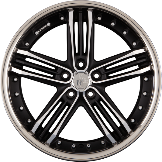 Keskin KT11 Heaven Matt Black Front Polish Steel Lip (MBFS) Alufelge 8.5x20 Zoll ET20 LK 5x120 ML72.6