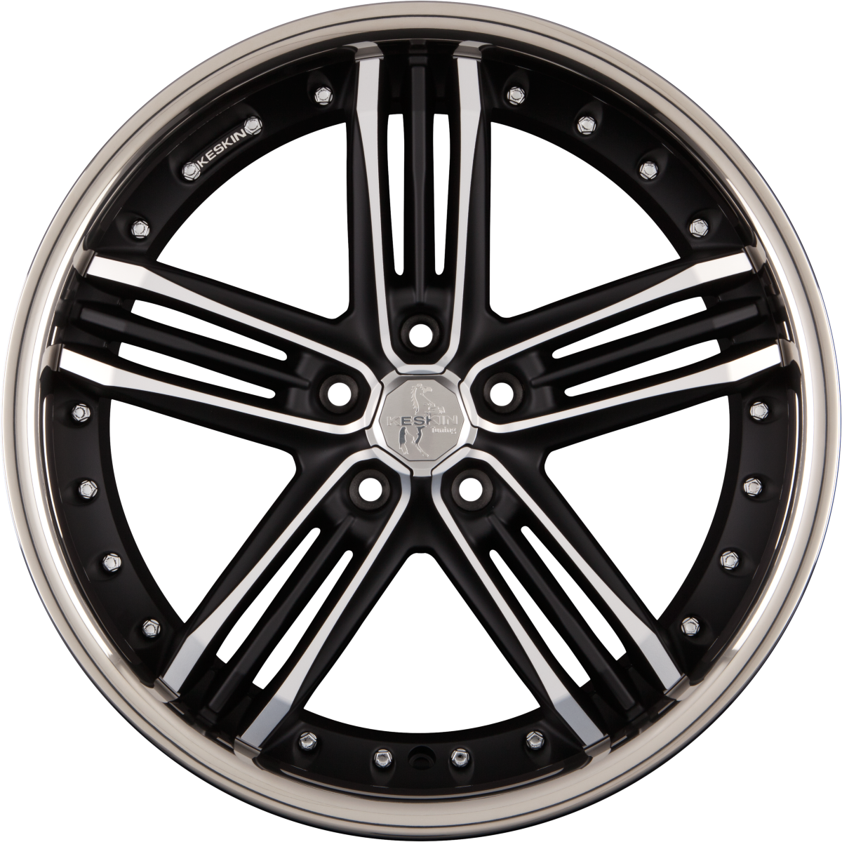 Keskin KT11 Heaven Matt Black Front Polish Steel Lip (MBFS) Alufelge 8.5x20 Zoll ET20 LK 5x120 ML72.6