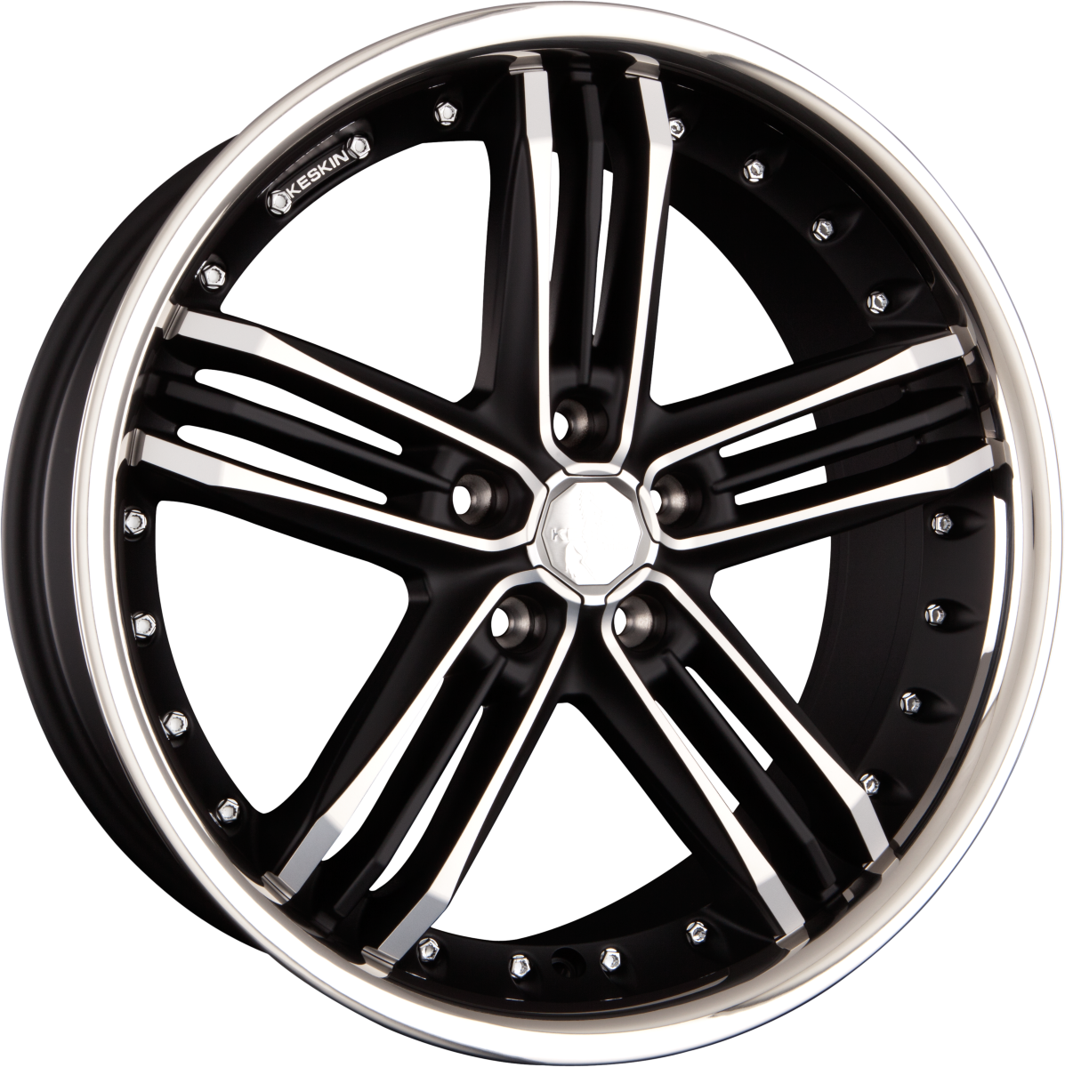 Keskin KT11 Heaven Matt Black Front Polish Steel Lip (MBFS) Alufelge 8.5x20 Zoll ET20 LK 5x120 ML72.6 – Bild 2