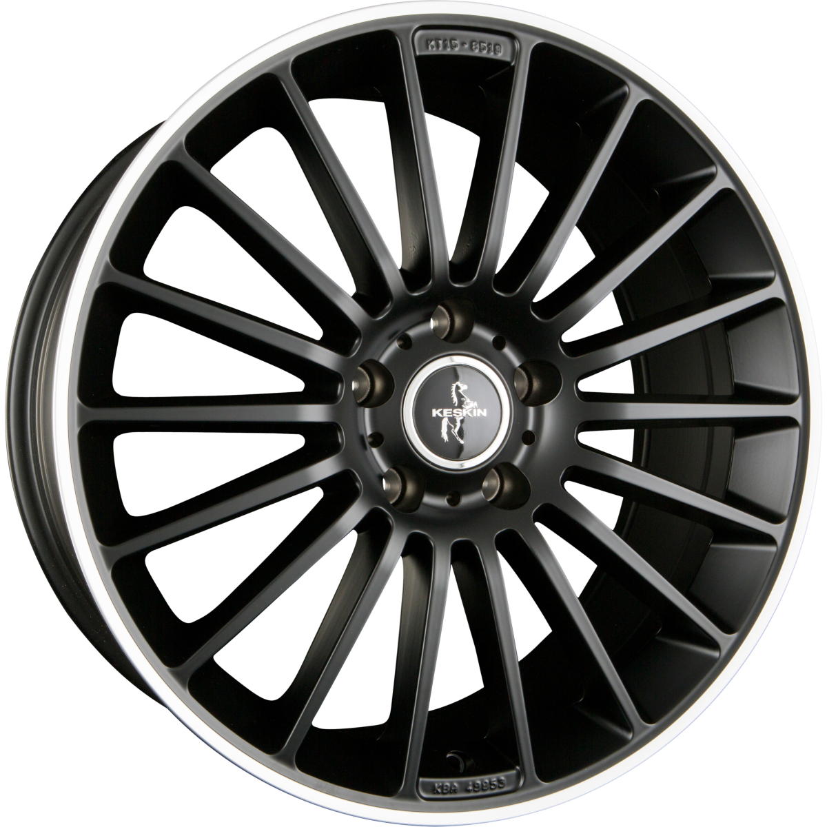 Keskin KT15 Speed Matt Black Lip Polished (MBLP) Alufelge 8.5x19 Zoll ET30 LK 5x112 ML66.6 – Bild 2