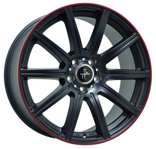 Keskin KT16 Dynamic matt black lip red Alufelge 9.5x19 Zoll ET45 LK 5x112 ML66.6