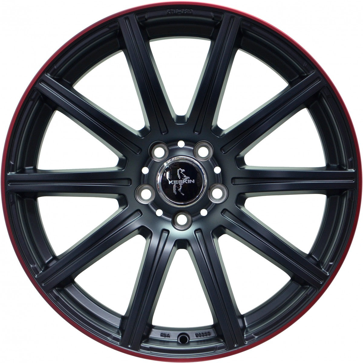 Keskin KT16 Dynamic matt black lip red Alufelge 9.5x19 Zoll ET45 LK 5x112 ML66.6 – Bild 2