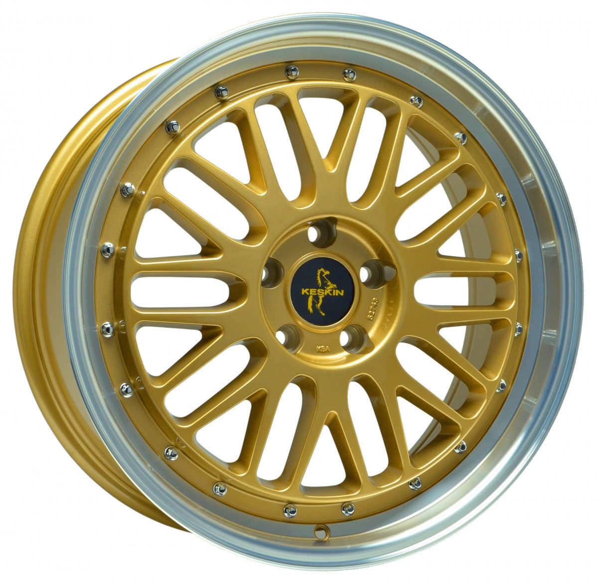 Keskin KT22 Retro gold lip polish Alufelge 8.5x19 Zoll ET45 LK 5x112 ML72.6