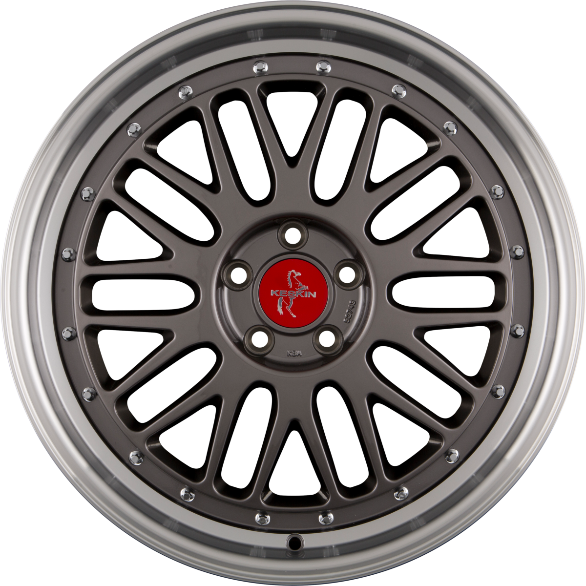 Keskin KT22 Retro titan grey lip polish Alufelge 8.5x19 Zoll ET45 LK 5x112 ML72.6 – Bild 3