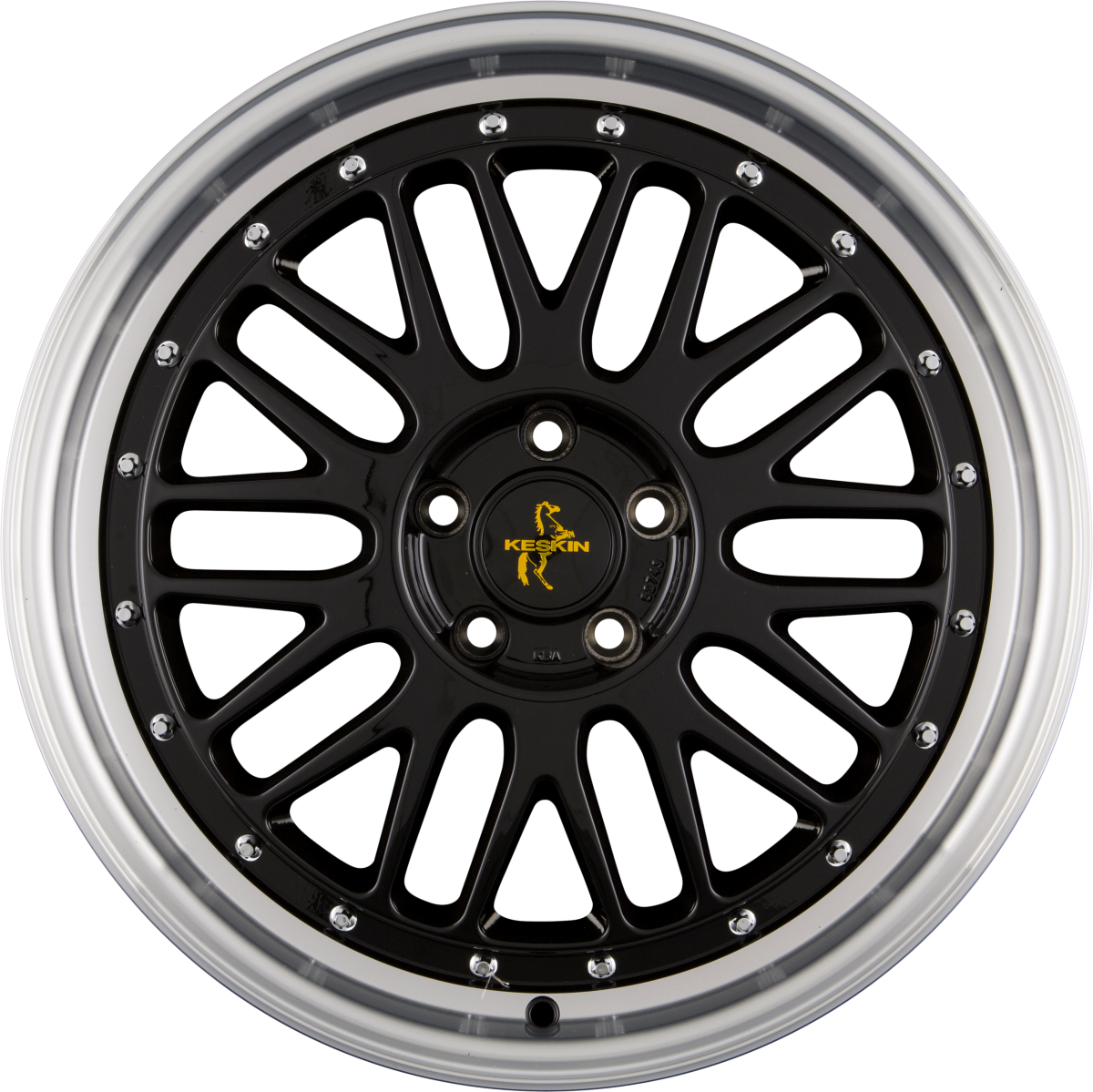 Keskin KT22 Retro Black Lip Polished (BLP) Alufelge 8x18 Zoll ET30 LK 5x112 ML72.6