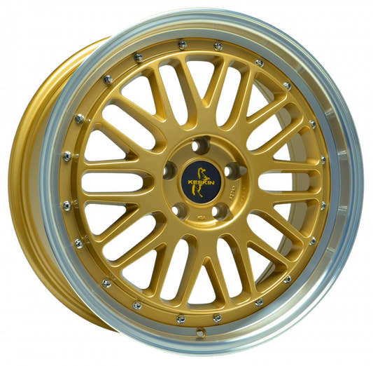 Keskin KT22 Retro gold lip polish Alufelge 8x18 Zoll ET30 LK 5x100 ML57.1