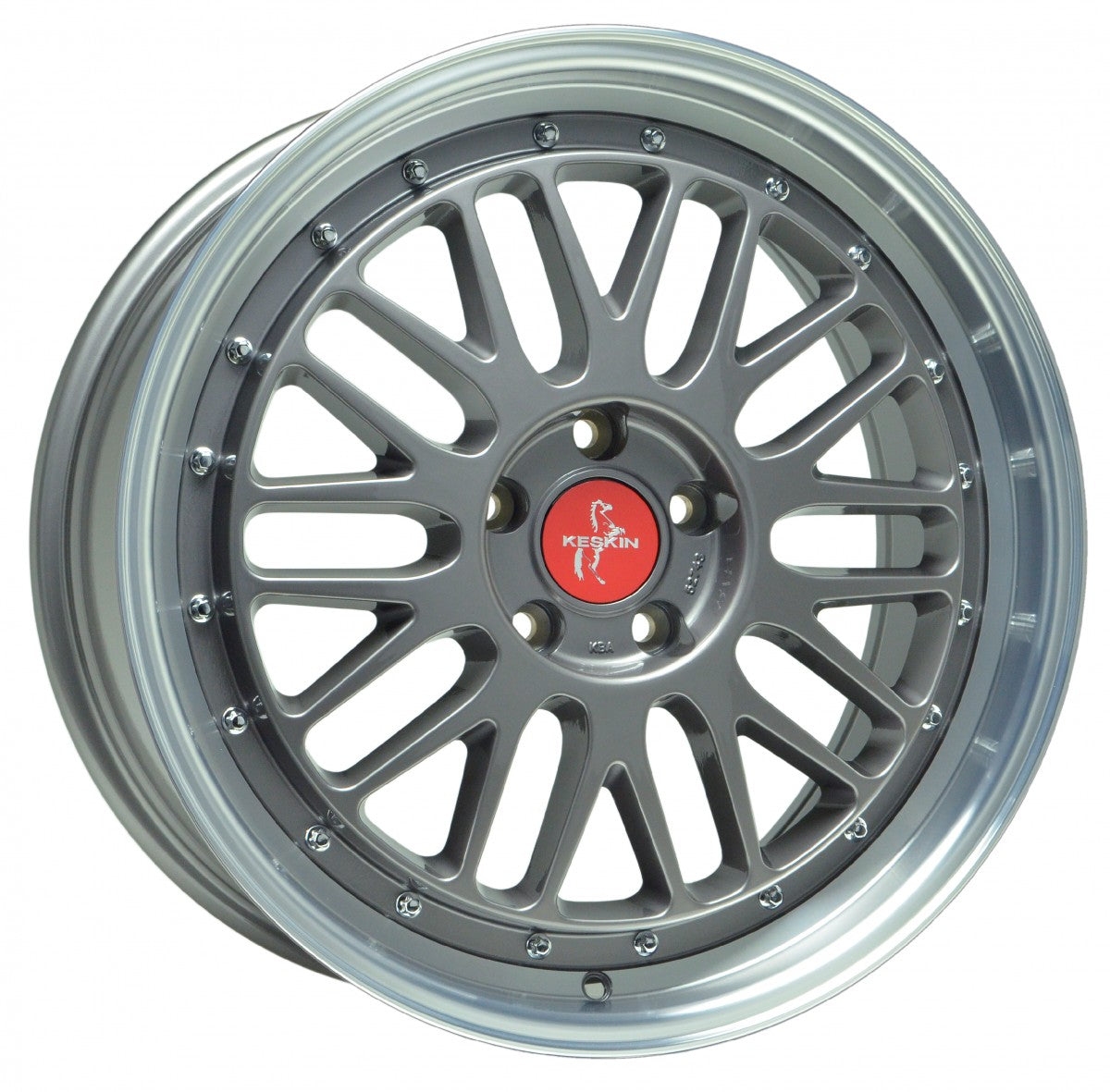 Keskin KT22 Retro titan grey lip polish Alufelge 8x18 Zoll ET30 LK 5x100 ML57.1