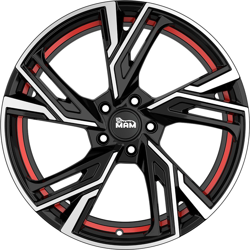 MAM RS5 black front polish red inside Alufelge 7x16 Zoll ET38 LK 5x114.3 ML72.6 – Bild 2