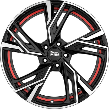 MAM RS5 black front polish red inside Alufelge 7x16 Zoll ET38 LK 5x114.3 ML72.6 – Bild 2