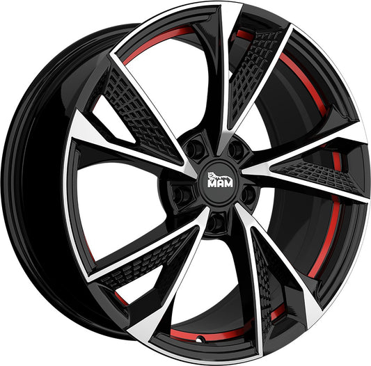 MAM RS6 black front polish red inside Alufelge 7x16 Zoll ET38 LK 5x108 ML72.6