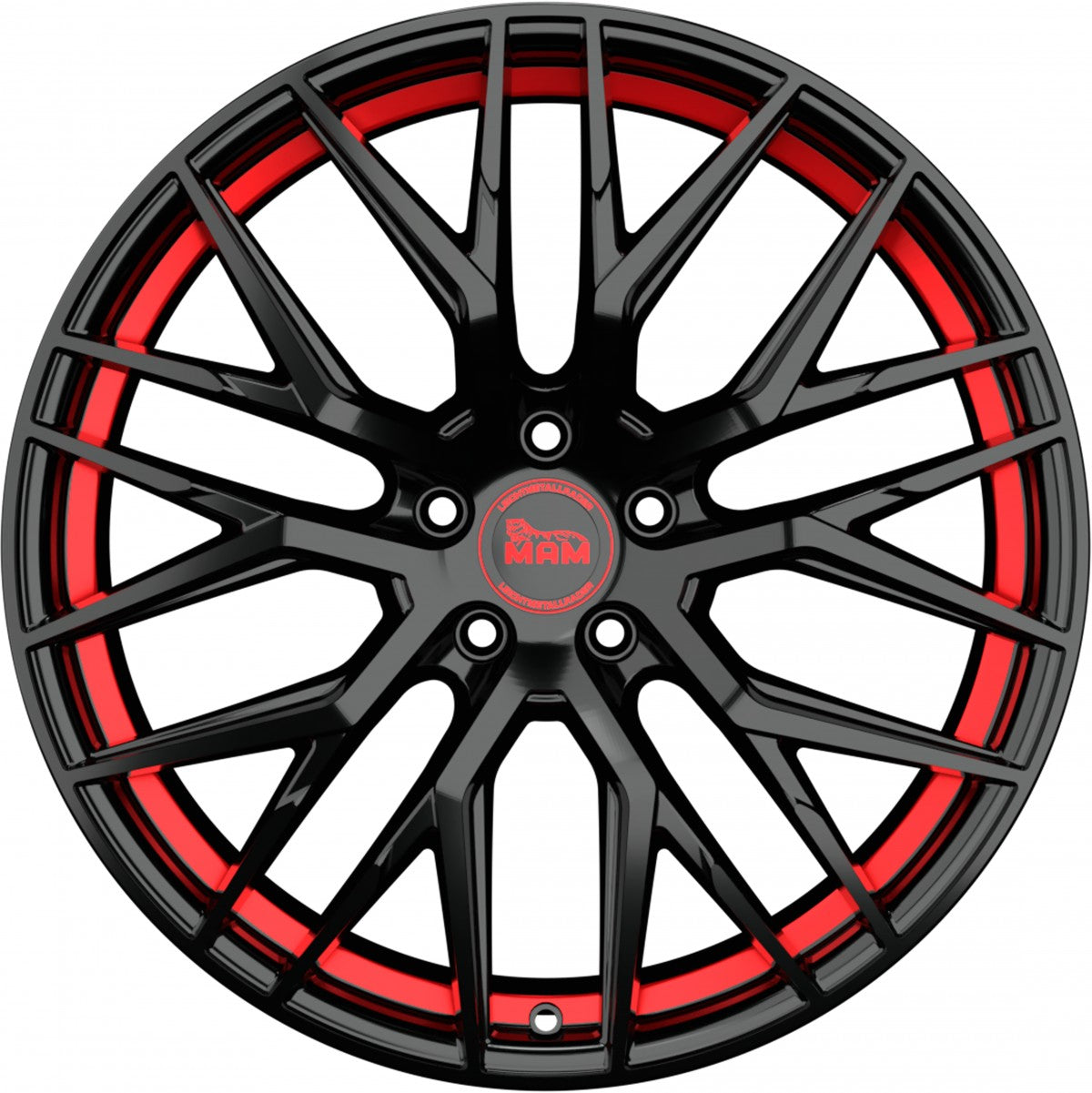 MAM RS4 black painted red inside Alufelge 7.5x17 Zoll ET45 LK 5x114.3 ML72.6 – Bild 2