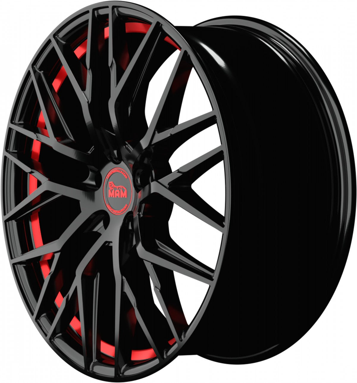 MAM RS4 black painted red inside Alufelge 7.5x17 Zoll ET45 LK 5x114.3 ML72.6 – Bild 7