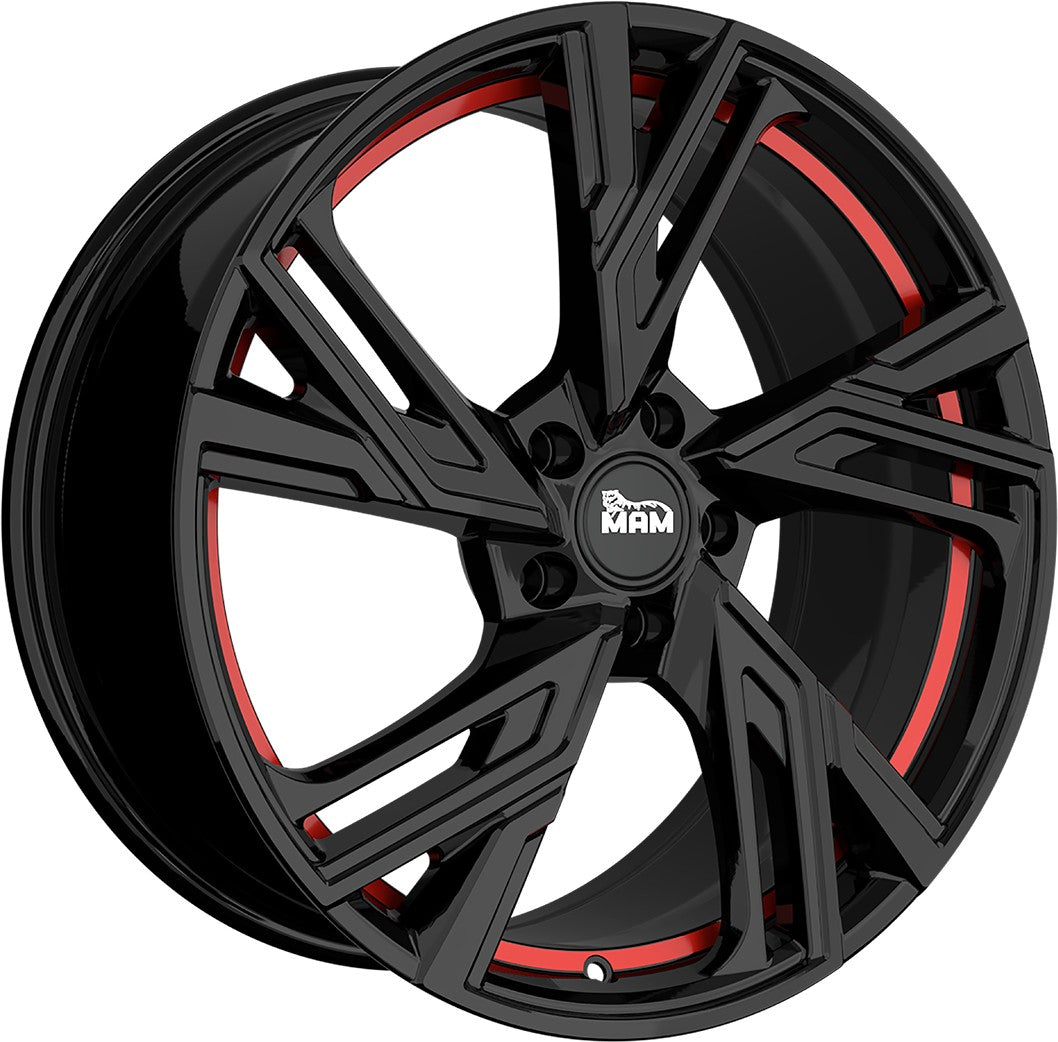 MAM RS5 black painted red inside Alufelge 7.5x17 Zoll ET30 LK 5x114.3 ML72.6