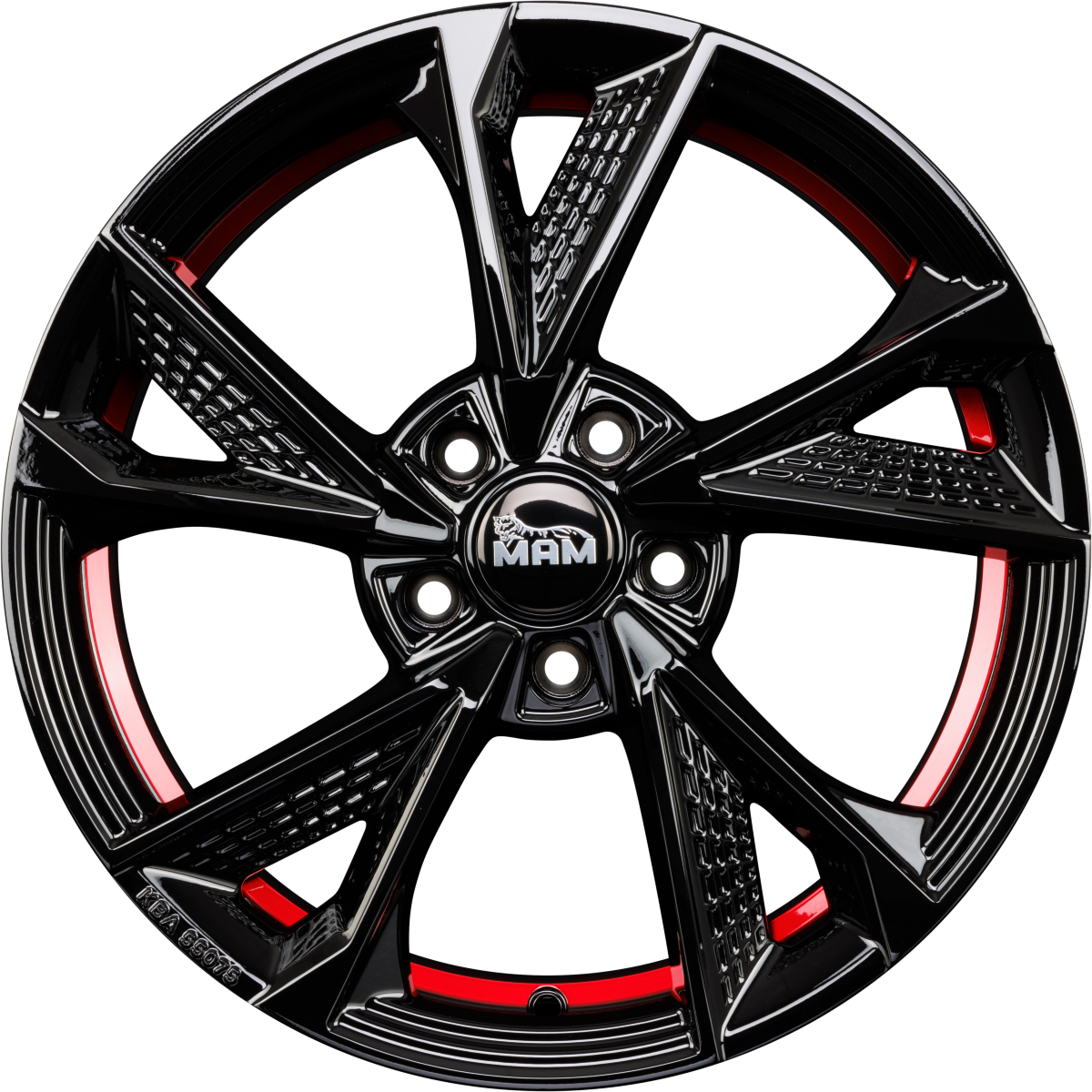 MAM RS6 black painted red inside Alufelge 7.5x17 Zoll ET35 LK 5x120 ML72.6 – Bild 3