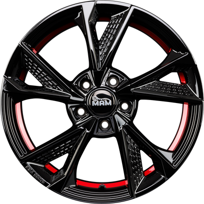 MAM RS6 black painted red inside Alufelge 7.5x17 Zoll ET35 LK 5x120 ML72.6 – Bild 3