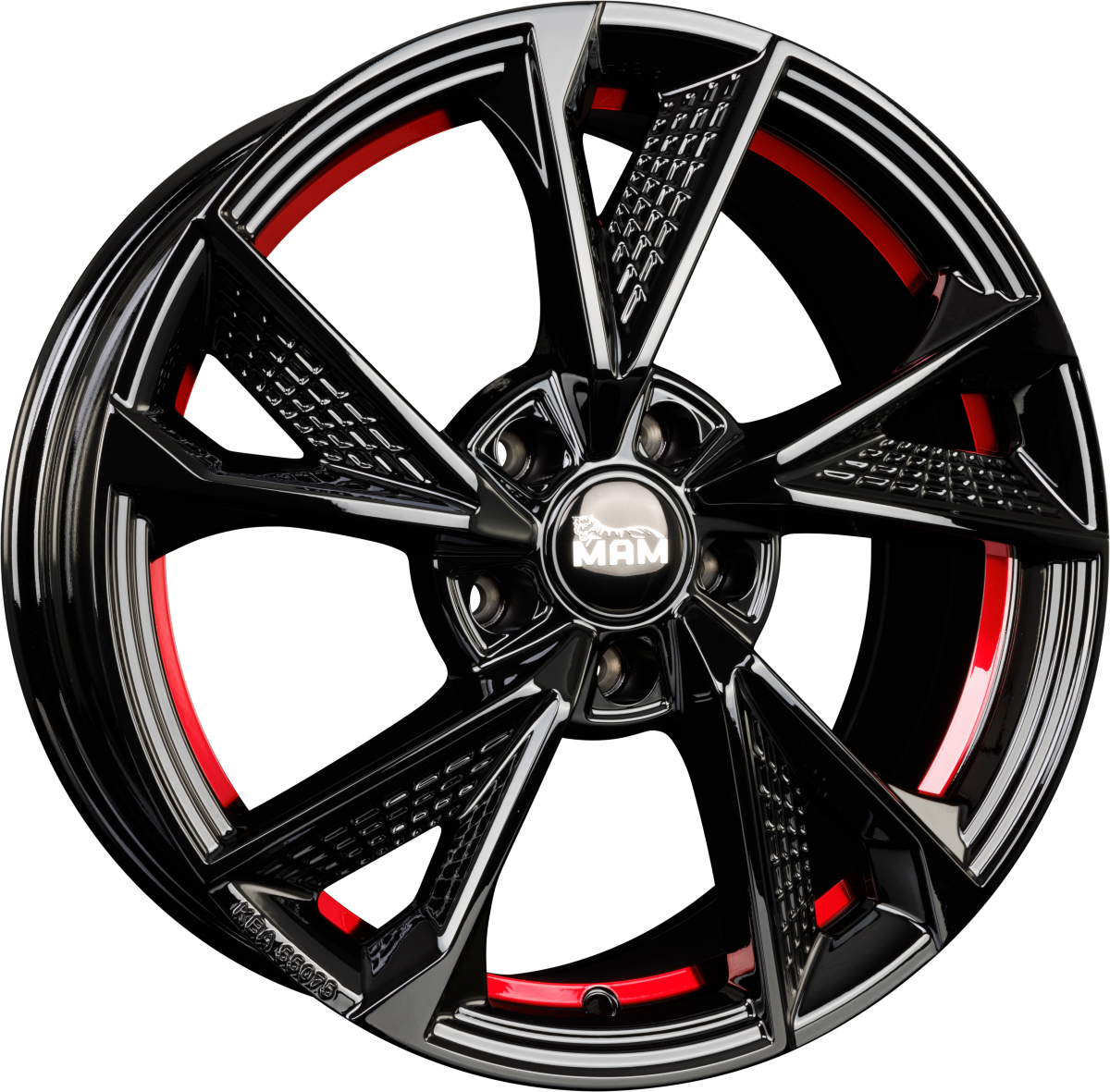 MAM RS6 black painted red inside Alufelge 7.5x17 Zoll ET35 LK 5x120 ML72.6 – Bild 4
