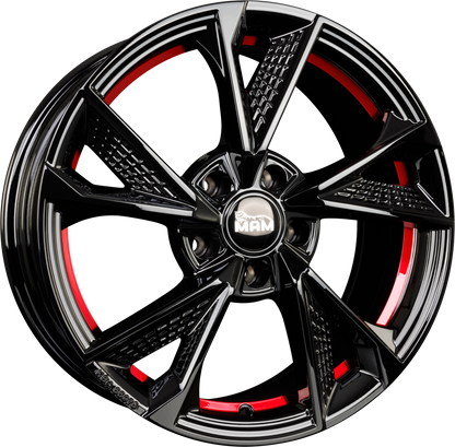 MAM RS6 black painted red inside Alufelge 7.5x17 Zoll ET35 LK 5x120 ML72.6 – Bild 4