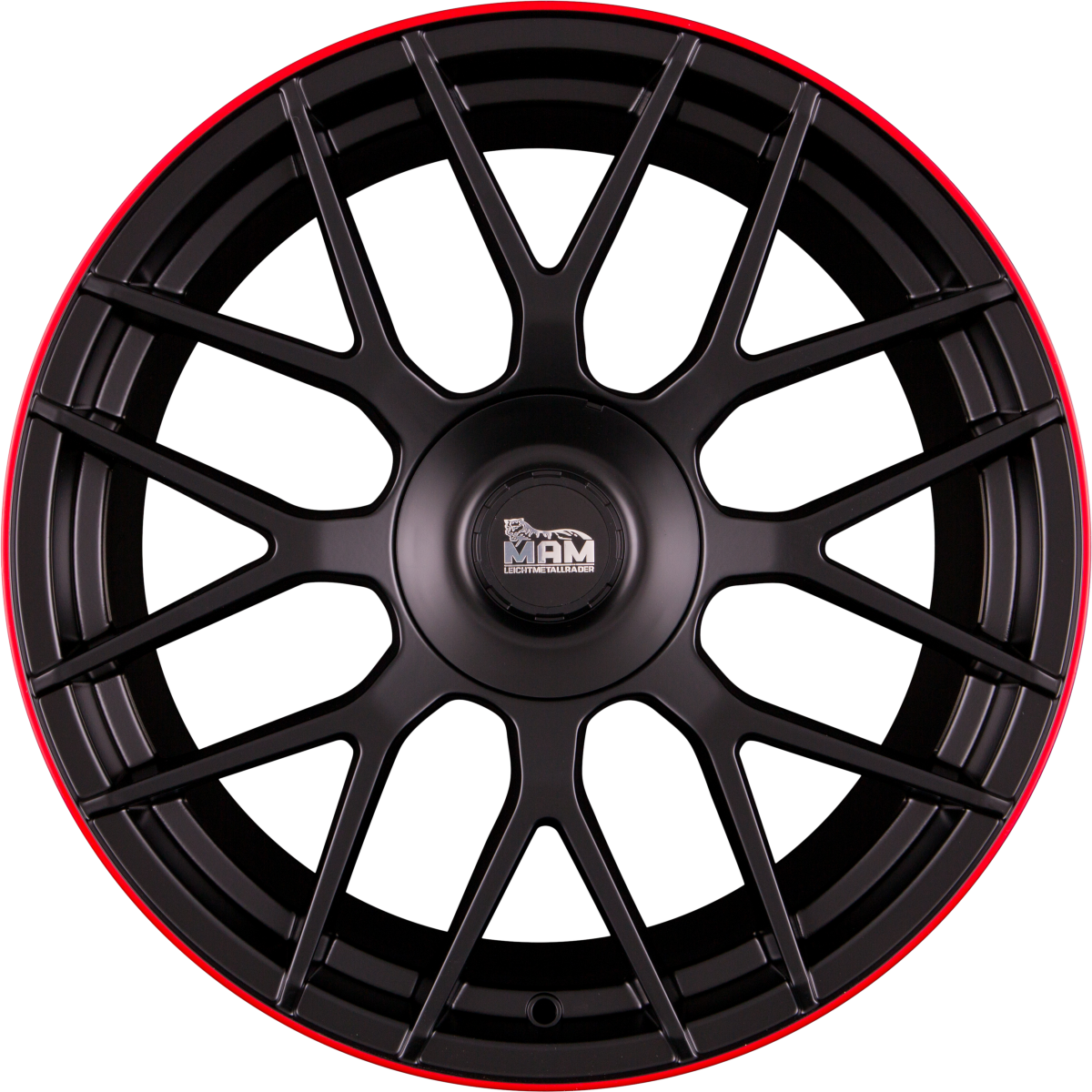 MAM GT1 Matt Black Lip Red (MBLR) Alufelge 8.5x19 Zoll ET30 LK 5x100 ML66.6