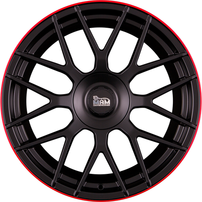 MAM GT1 Matt Black Lip Red (MBLR) Alufelge 8.5x19 Zoll ET30 LK 5x100 ML66.6