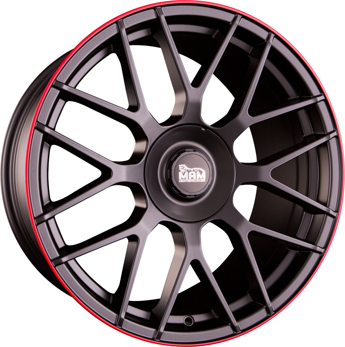 MAM GT1 Matt Black Lip Red (MBLR) Alufelge 8.5x19 Zoll ET30 LK 5x100 ML66.6 – Bild 2