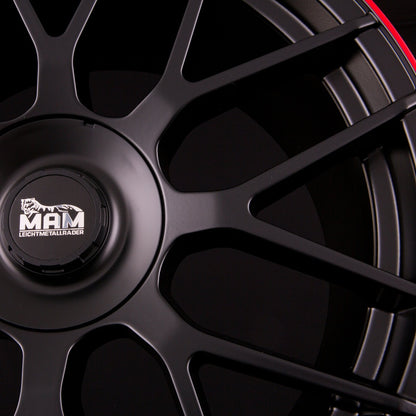 MAM GT1 Matt Black Lip Red (MBLR) Alufelge 8.5x19 Zoll ET30 LK 5x100 ML66.6 – Bild 5
